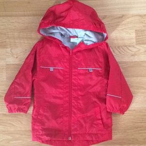 Red and gray jacket.